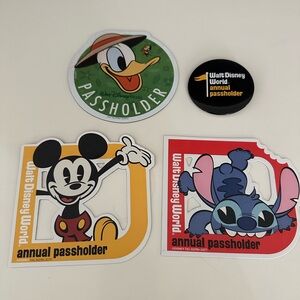Walt Disney World Annual Passholder Sticker Set - Mickey, Stitch & Donald